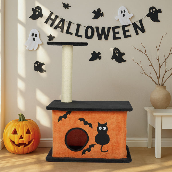 Halloween Cat Tree, Cat Tower Cat Tree For Indoor Cats With Spacious Cat Condo, Large Platform, Sisal Scratching Post, Orange & Black - Image 4
