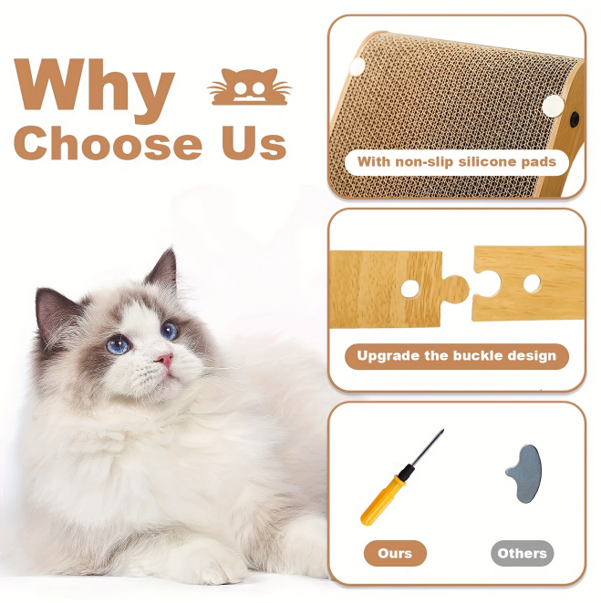 Large Size Cat Scratching Board, 23.6 Inch L Shape Cat Scratching Pad Wall Mounted, Cat Scratching Board With Ball Toy For Indoor Cats To Play - Image 3