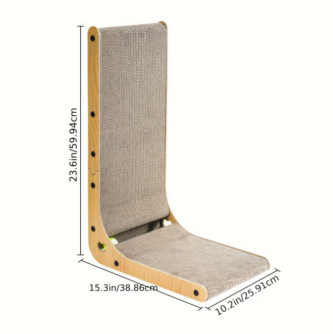 Large Size Cat Scratching Board, 23.6 Inch L Shape Cat Scratching Pad Wall Mounted, Cat Scratching Board With Ball Toy For Indoor Cats To Play - Image 4