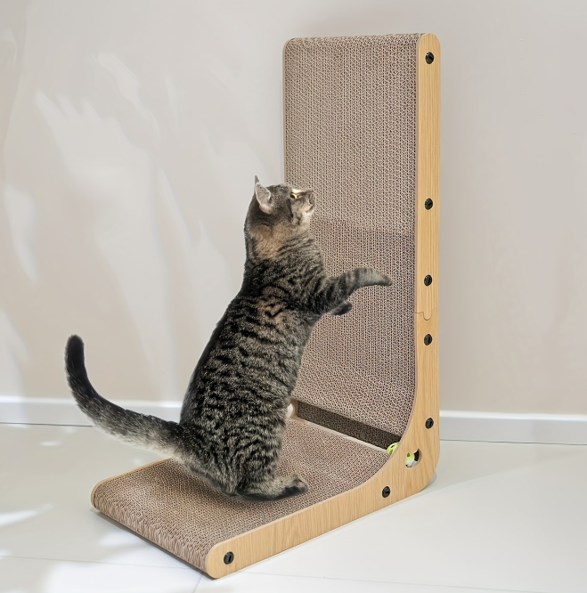 Large Size Cat Scratching Board, 23.6 Inch L Shape Cat Scratching Pad Wall Mounted, Cat Scratching Board With Ball Toy For Indoor Cats To Play