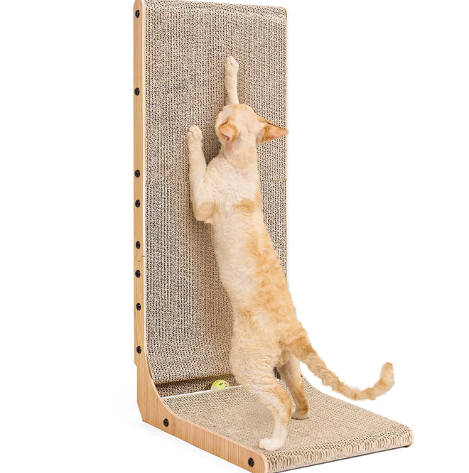 Large Size Cat Scratching Board, 23.6 Inch L Shape Cat Scratching Pad Wall Mounted, Cat Scratching Board With Ball Toy For Indoor Cats To Play - Image 7