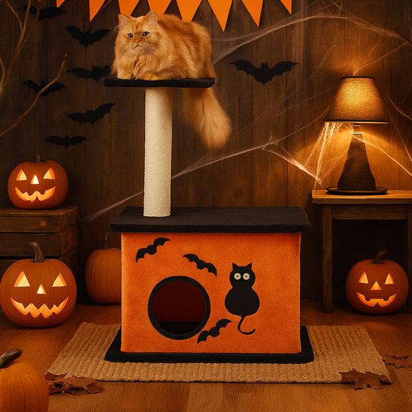 Halloween Cat Tree, Cat Tower Cat Tree For Indoor Cats With Spacious Cat Condo, Large Platform, Sisal Scratching Post, Orange & Black - Image 2