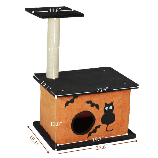 Halloween Cat Tree, Cat Tower Cat Tree For Indoor Cats With Spacious Cat Condo, Large Platform, Sisal Scratching Post, Orange & Black - Image 7