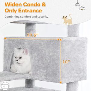Alternative view of Made4Pets 56-inch Pet Cat Tree For Indoor Cats Multi-level Cat Tree With 2 Apartments Cat Activity Center With Scratching Posts And Toys Light Gray