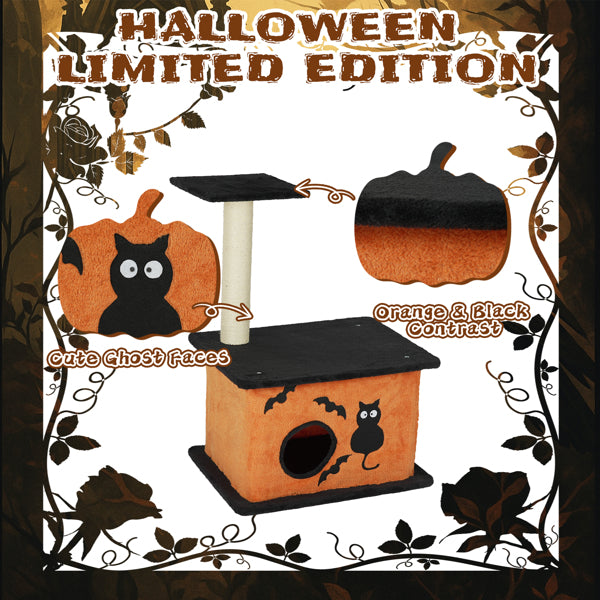 Halloween Cat Tree, Cat Tower Cat Tree For Indoor Cats With Spacious Cat Condo, Large Platform, Sisal Scratching Post, Orange & Black - Image 11