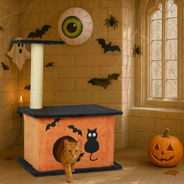 Halloween Cat Tree, Cat Tower Cat Tree For Indoor Cats With Spacious Cat Condo, Large Platform, Sisal Scratching Post, Orange & Black - Image 6