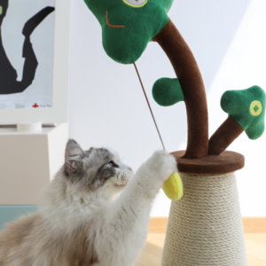 Alternative view of Vertical Money Tree Cat Scratching Pole, Sisal Wear-resistant Cat Scratching Column, Interactive Ball Track Spring Ball Cat Toy, Durable And Cute Sisal Cat Scratching Pole