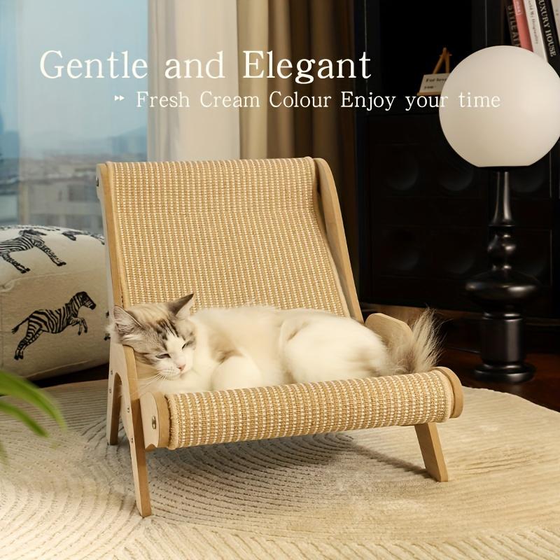 2-in-1 Cat Hammock And Scratching Post Durable Linen Rope Pet Rest Chair For All Seasons - Image 2